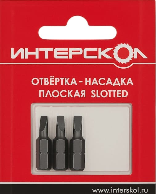 Отвертка-насадка плоская "Slotted" SL 4,5х0,6 25мм (3шт) Интерскол 2042402500450