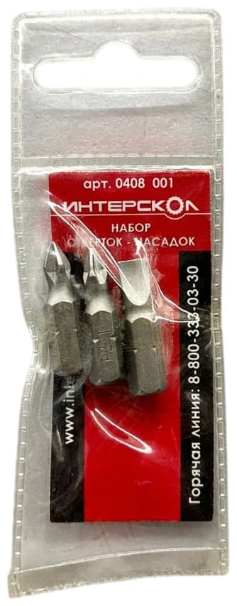 Набор PH1, PZ1, SL0,8*5,5 x 25 мм (3шт) Интерскол 0408 001