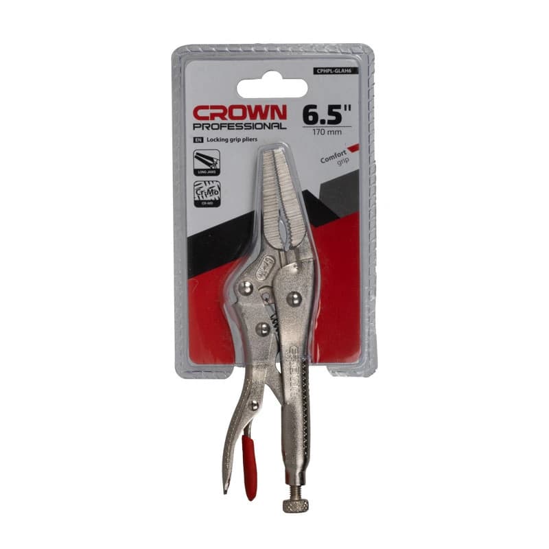 Щипцы с фиксатором длинный нос 6.5" CROWN CPHPL-GLAH6