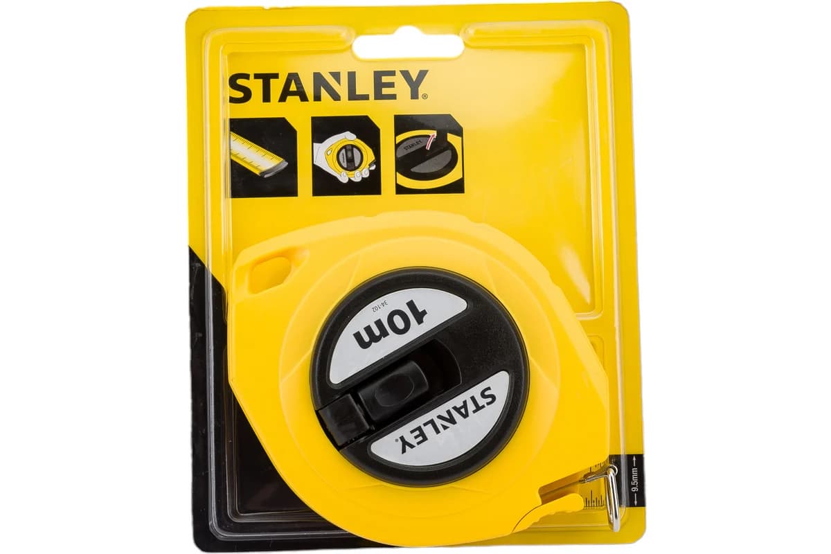 Рулетка измерительная длинная с металлическим полотном 10мx9,5мм Stanley 0-34-102