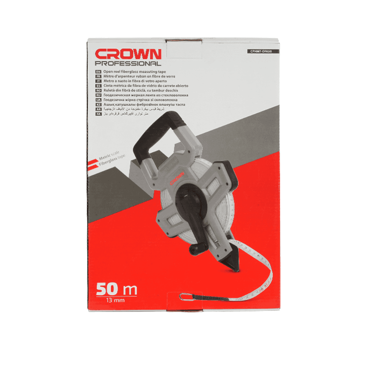 Рулетка стекловолоконная с открытой катушкой 50м CROWN CPHMT-OFA50