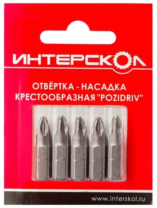 Отвертка-насадка крестообразная "Pozidriv" РZ1 25мм (5шт) Интерскол 2040402500010