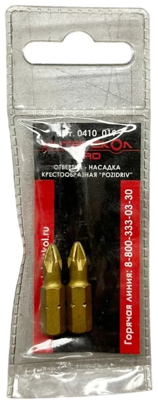 Pro Отвертка-насадка крестообразная "Pozidriv" РZ2 25мм (2шт) S2 Интерскол 0410 019