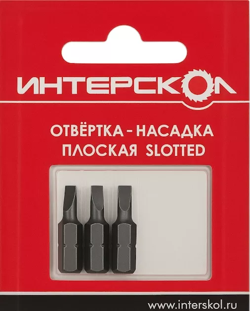 Отвертка-насадка плоская "Slotted" SL 4,5х0,6 25мм (3шт) Интерскол 2042402500450
