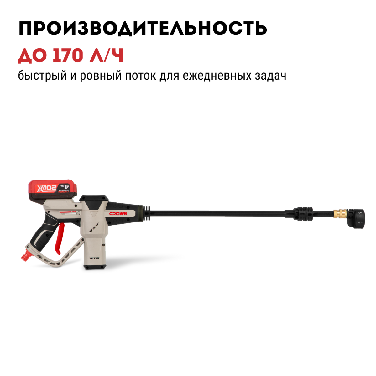Мойка высокого давления аккумуляторная CROWN CT63002HX-4
