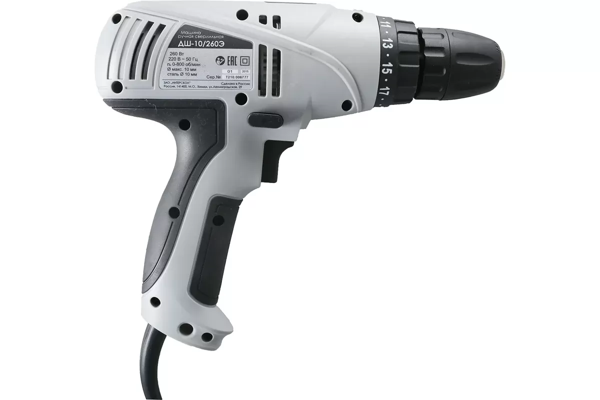 Сетевая дрель-шуруповерт Интерскол ДШ-10/260Э