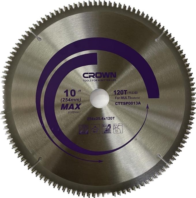 Диск пильный по металлу и дереву D254x25.4x120 (20/16мм) CROWN CTTSP0013A