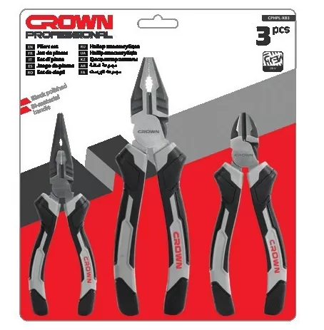 Набор из плоскогубцев, кусачек и пассатижей (3шт.) CROWN CPHPL-XB3