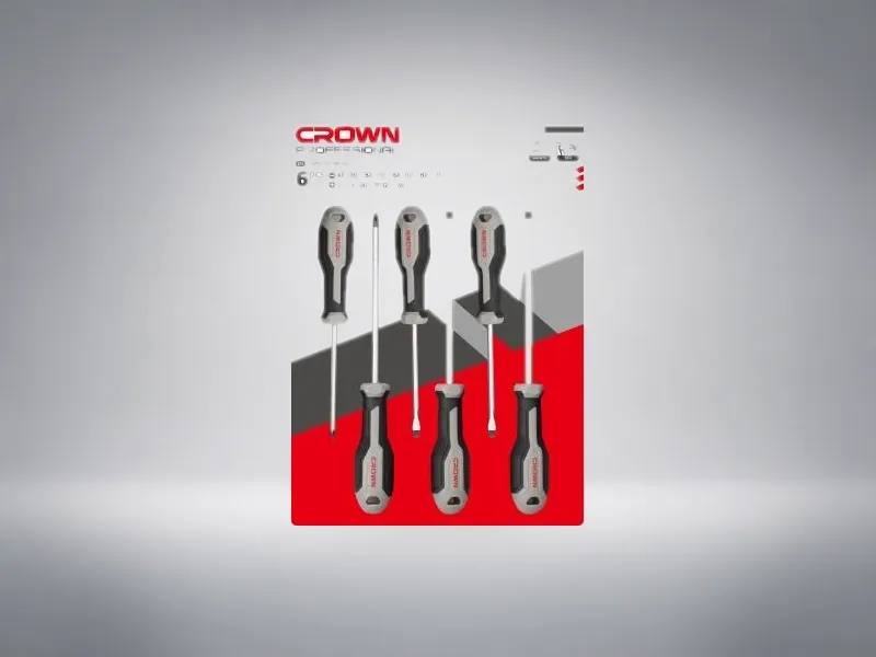 Набор шлицевых и крестообразных отверток 6шт. CROWN CPHDS-AXA6
