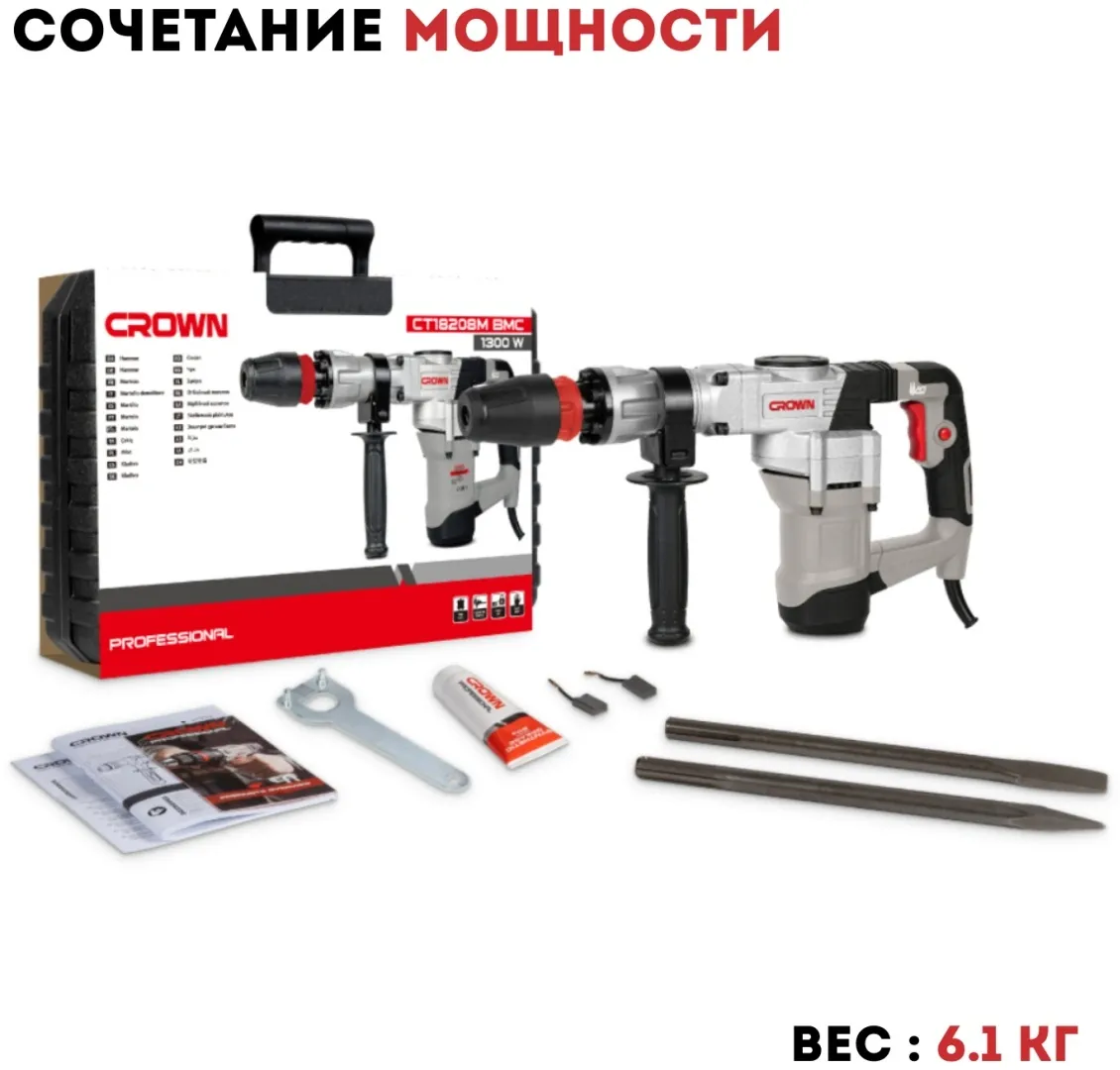 Молоток отбойный SDS-MAX CROWN CT18208M BMC
