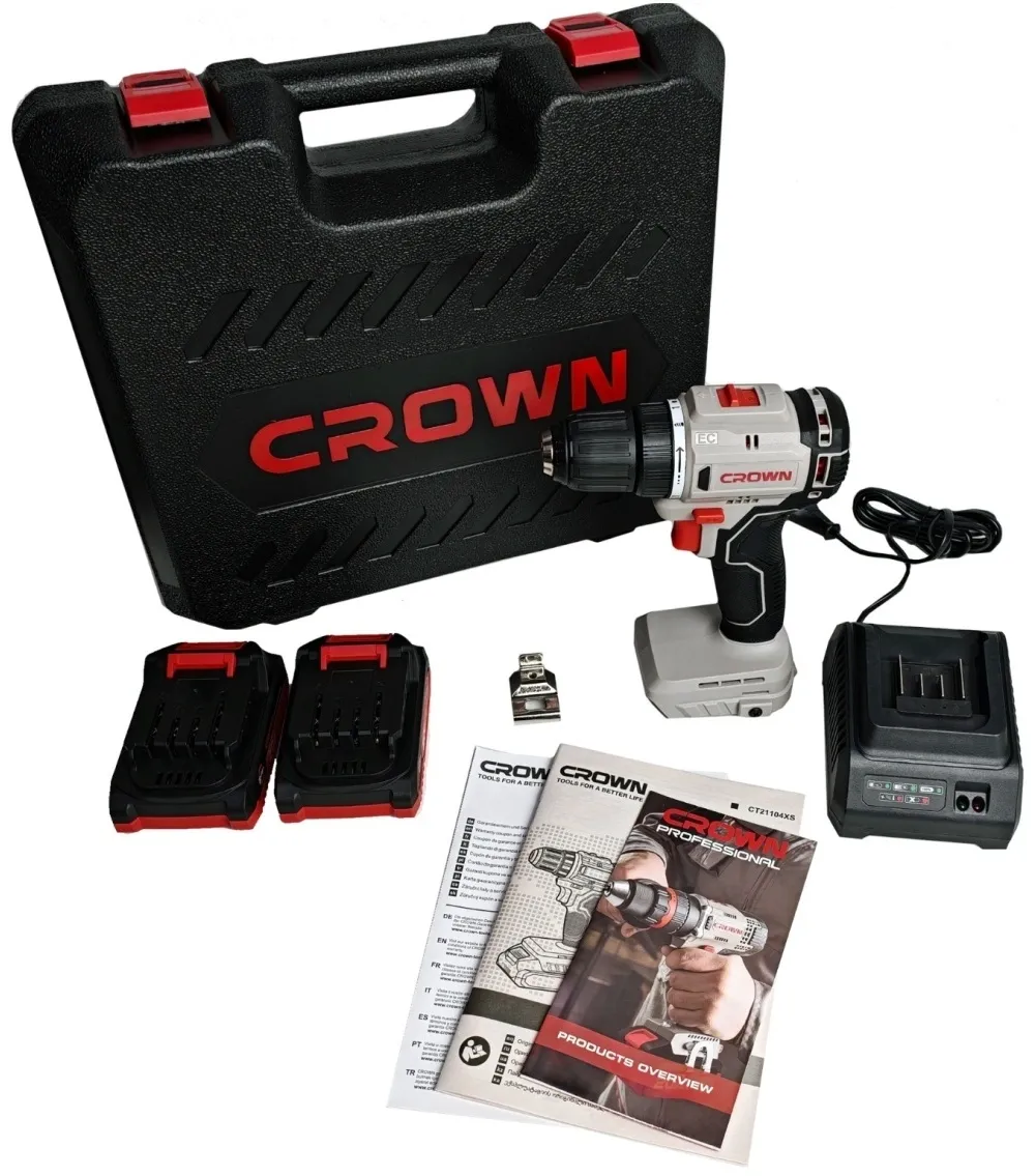 Дрель-шуруповерт аккумуляторный CROWN CT21104HXS-2 BMC