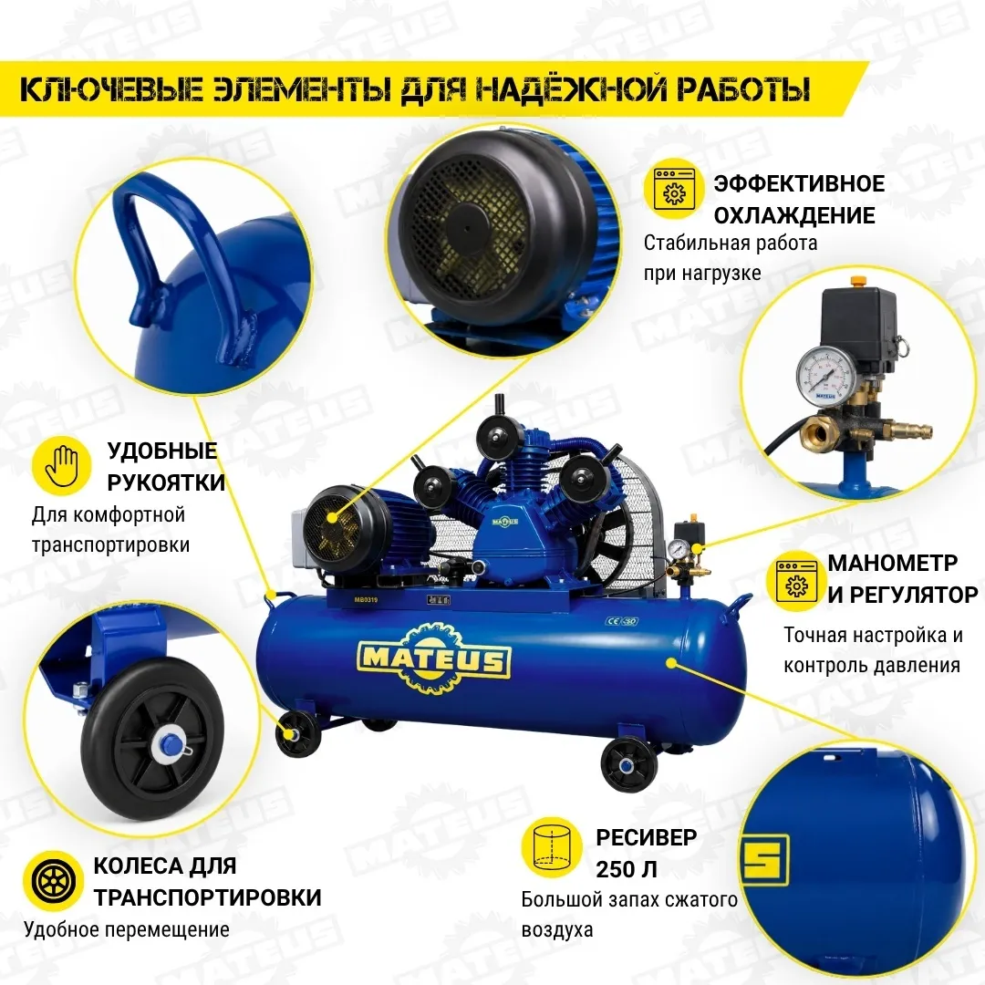 Компрессор Mateus MS03329 (YW-0.9/250)